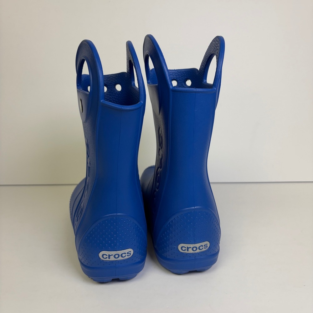 Crocs Handle It Rain Boots Blue Lightning Bolt Cloud Waterproof J1 Kids - Picture 7 of 7